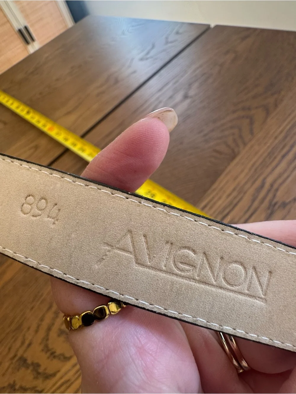 Avignon Women’s Green Suede Leather Belt large Gold Buckle made in USA Size S